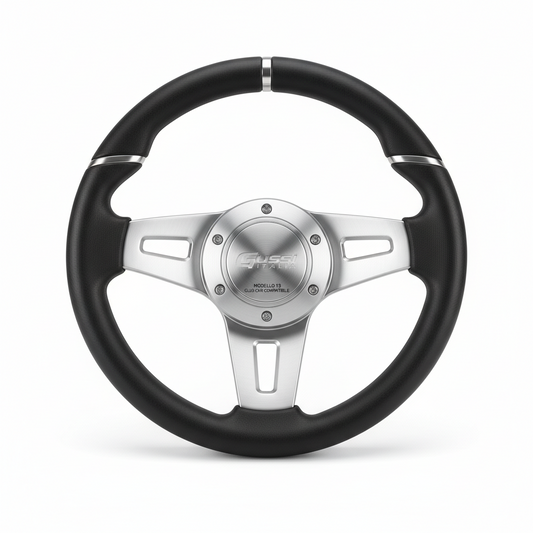 Gussi Italia Model 13 Black/Brushed Steering Wheel For All Club Car Precedent