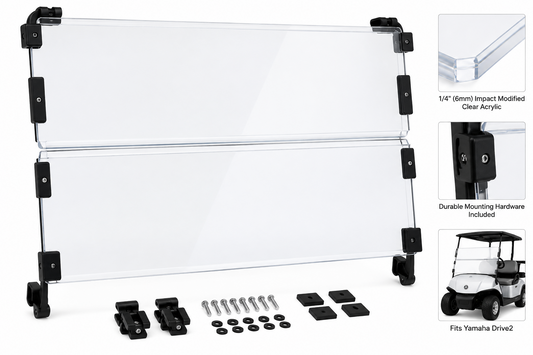 Windshield, 1/4" Impact Modified Clear 2 Piece, Yamaha Drive2