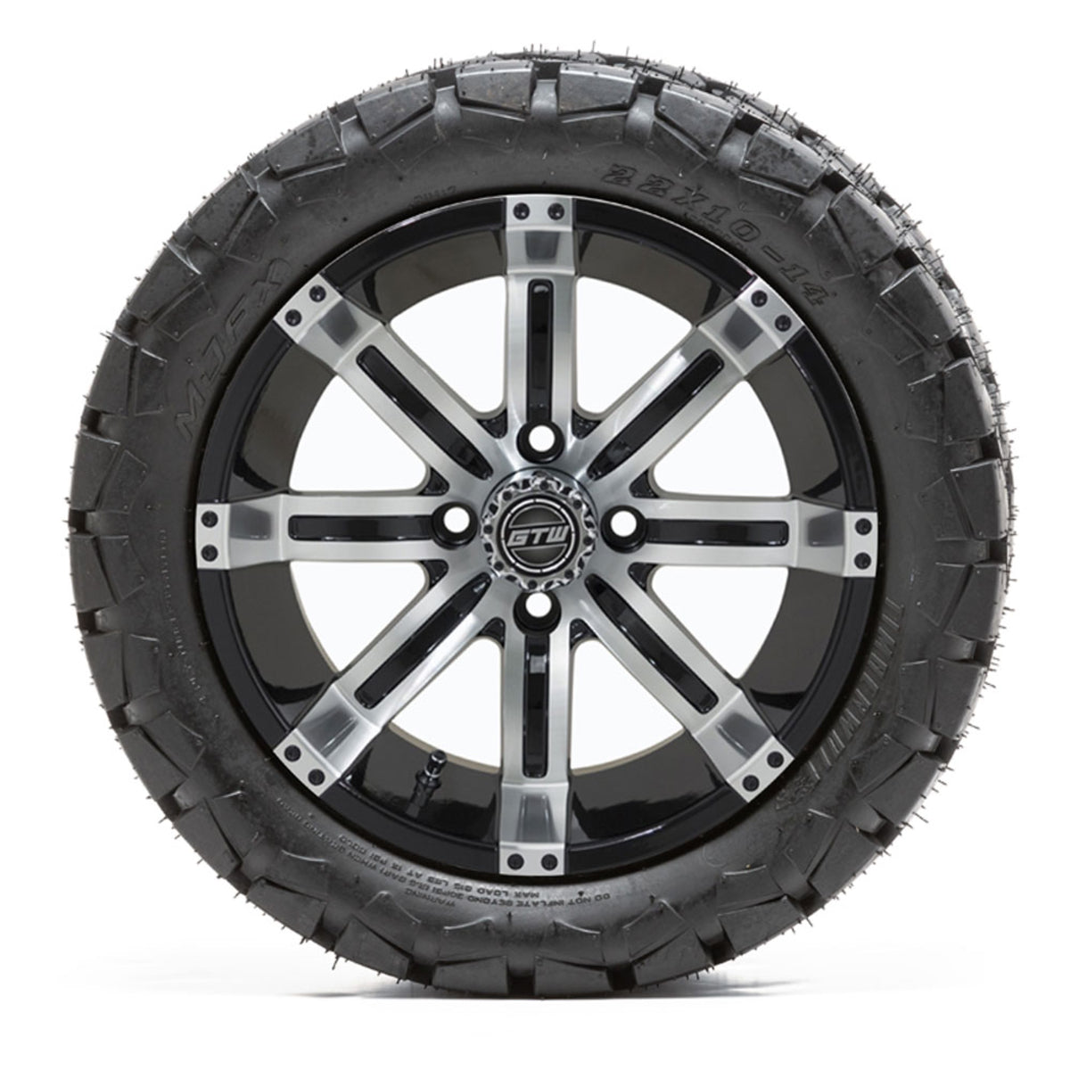 14" GTW Tempest Black and Machined Wheels with 22" Timberwolf Mud Tires "‚Äú Set of 4