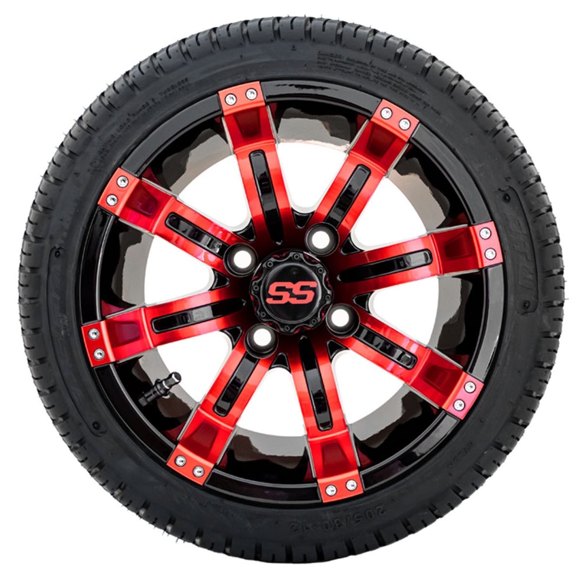 12" GTW Tempest Black and Red Wheels with 18" Fusion DOT Street Tires "‚Äú Set of 4