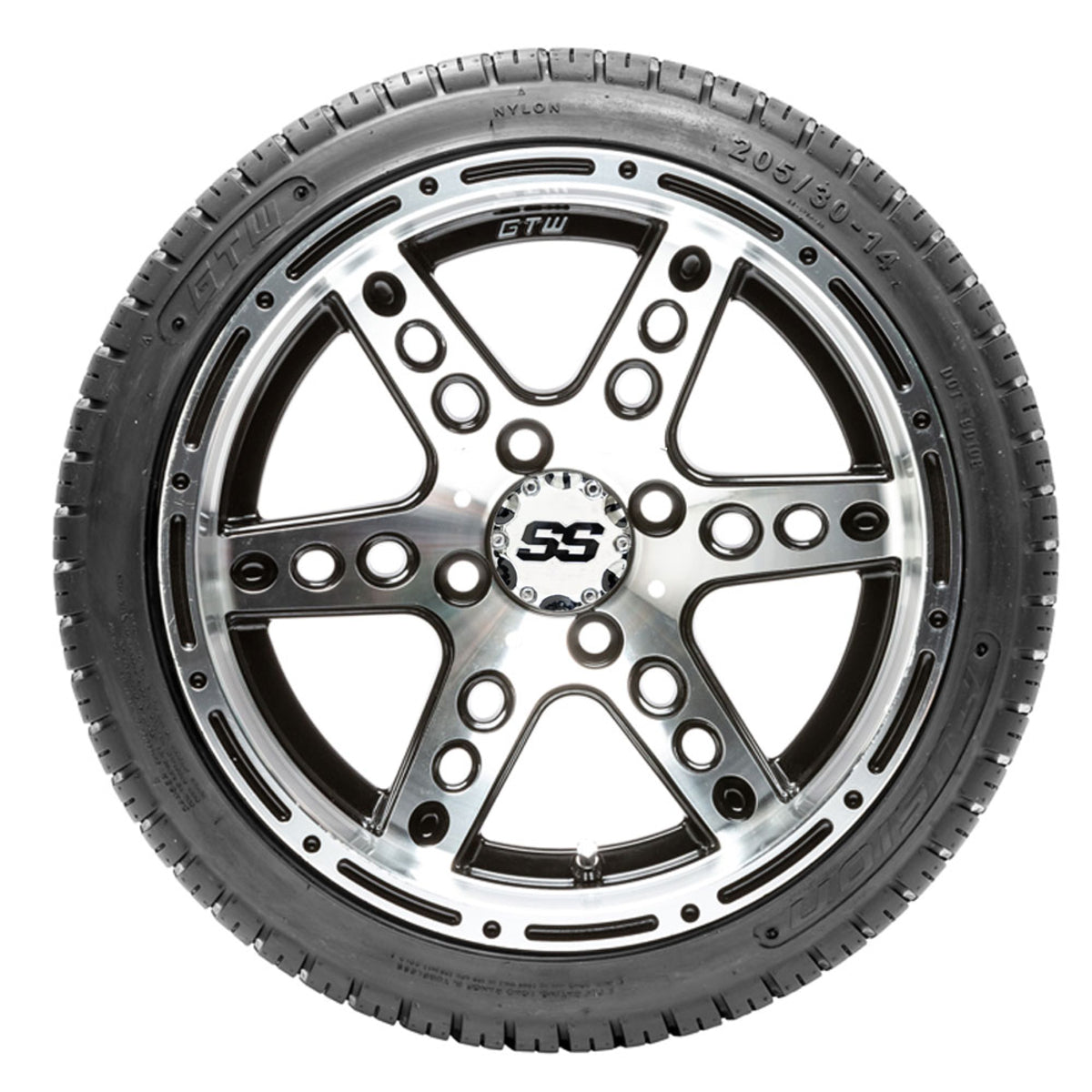 14" GTW Dominator Black and Machined Wheels with 18" Fusion DOT Street Tires "‚Äö√Ñ√∫ Set of 4