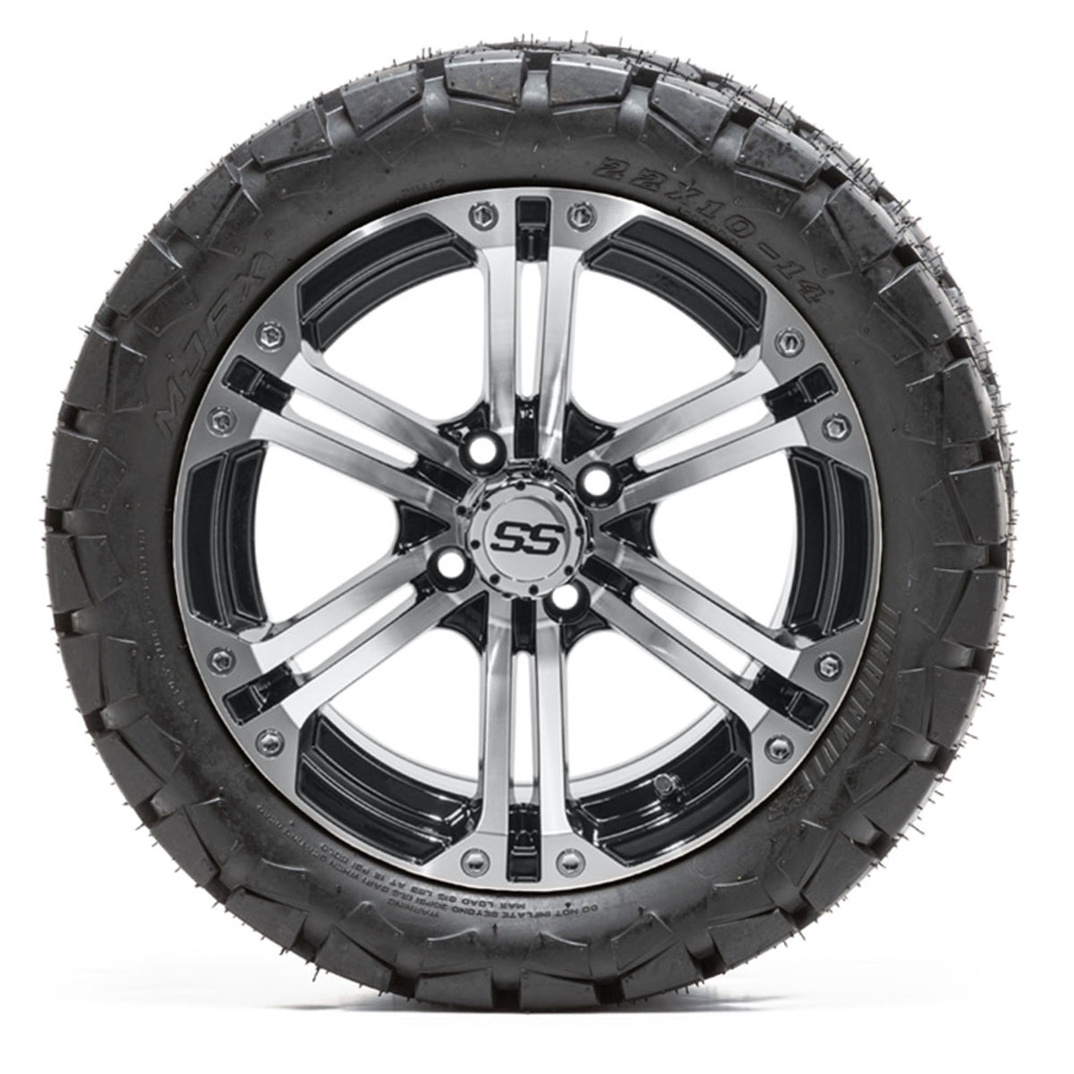 14" GTW Specter Black and Machined Wheels with 22" Timberwolf Mud Tires "‚Äú Set of 4