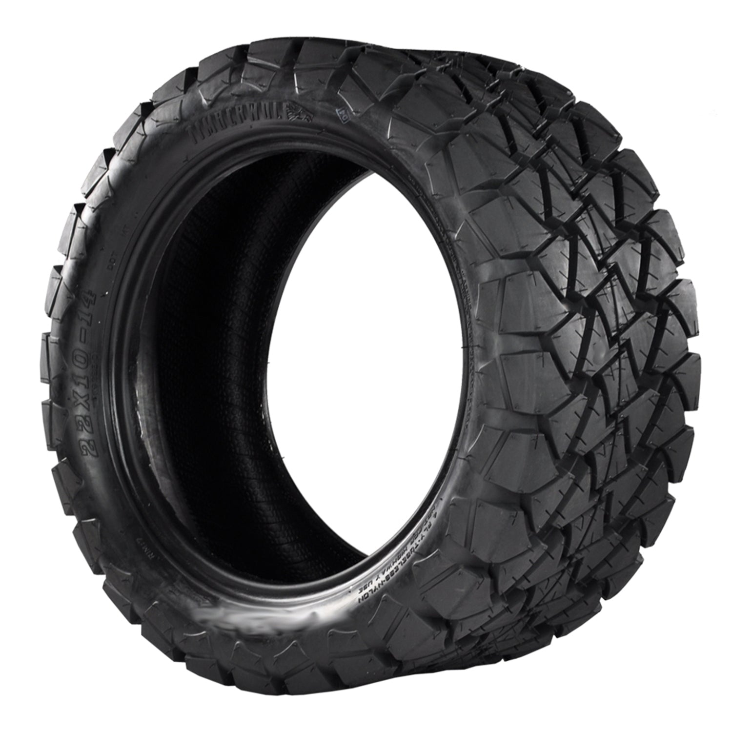 22x10-14 GTW¬Æ Timberwolf A/T Tire on a Golf Cart, All-Terrain Tread Design