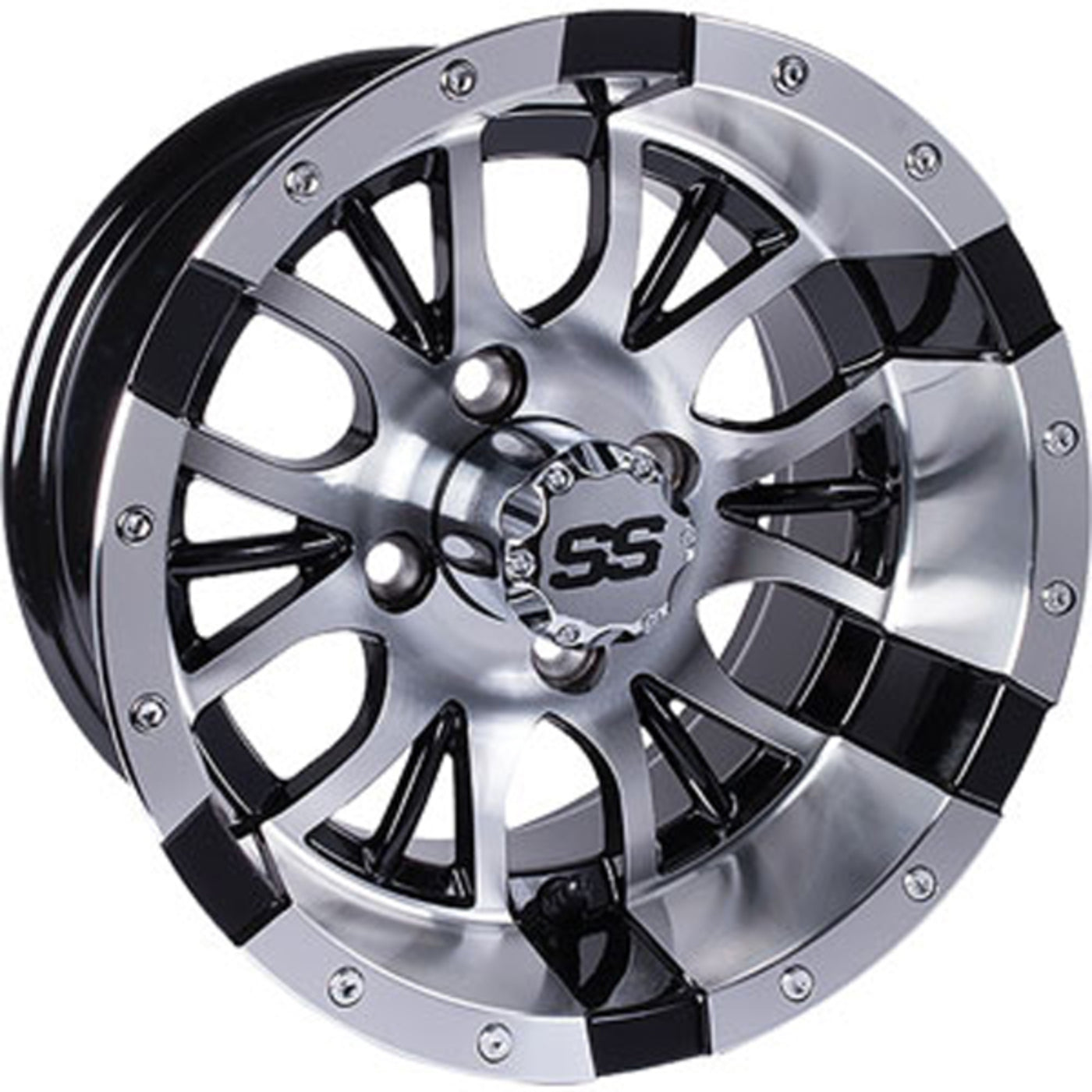 12x7 Machined Silver/Black Diesel Wheel