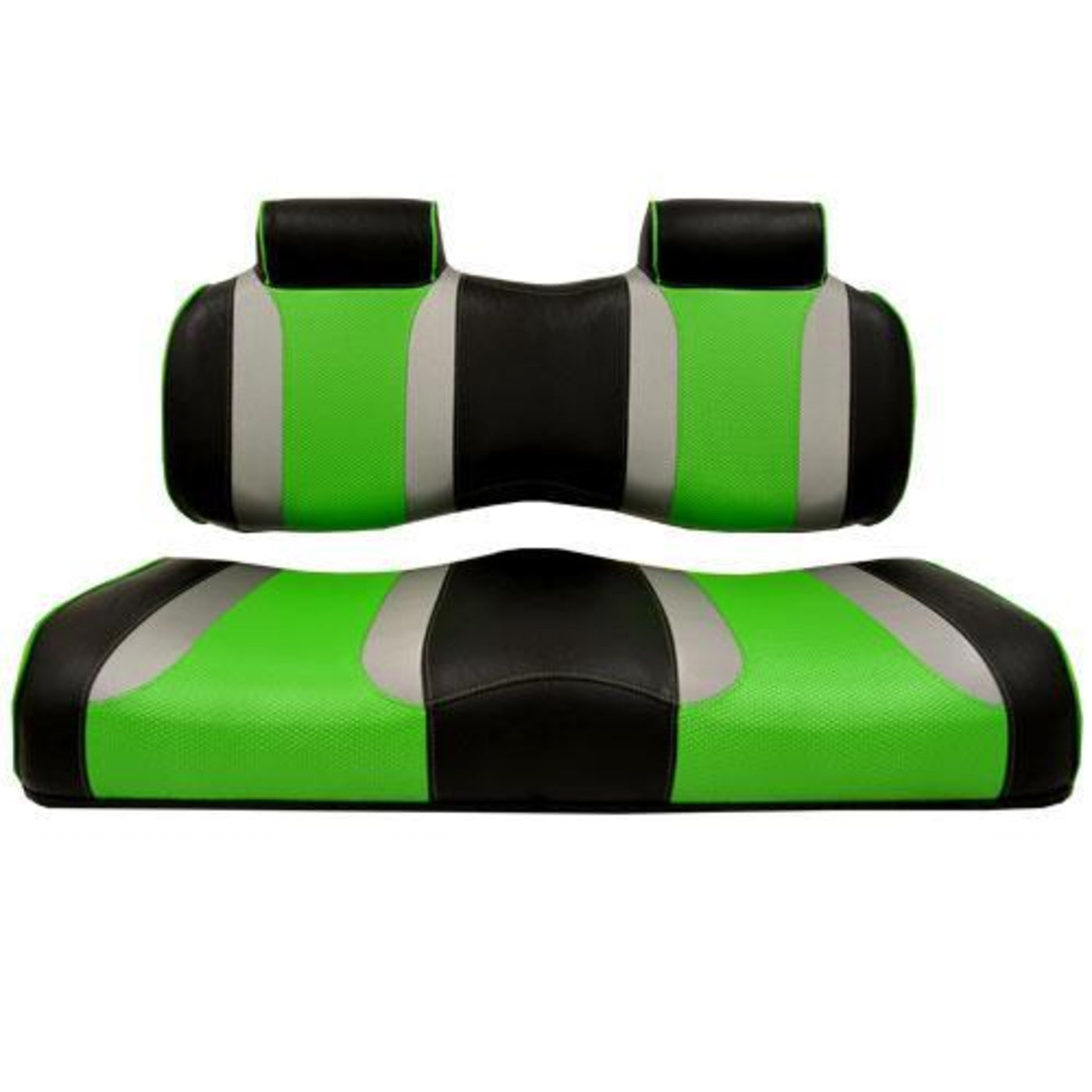 MadJax¬Æ Tsunami Black"‚ÄúLiquid Silver w/ Green Wave E-Z-GO TXT/RXV Front Seat Cushions