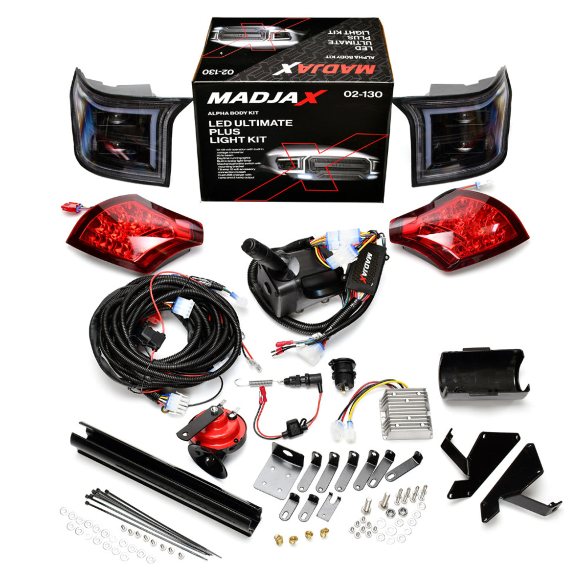 Club Car Precedent/Tempo ALPHA Street Body Kit in Black with Ultimate Plus Light Kit