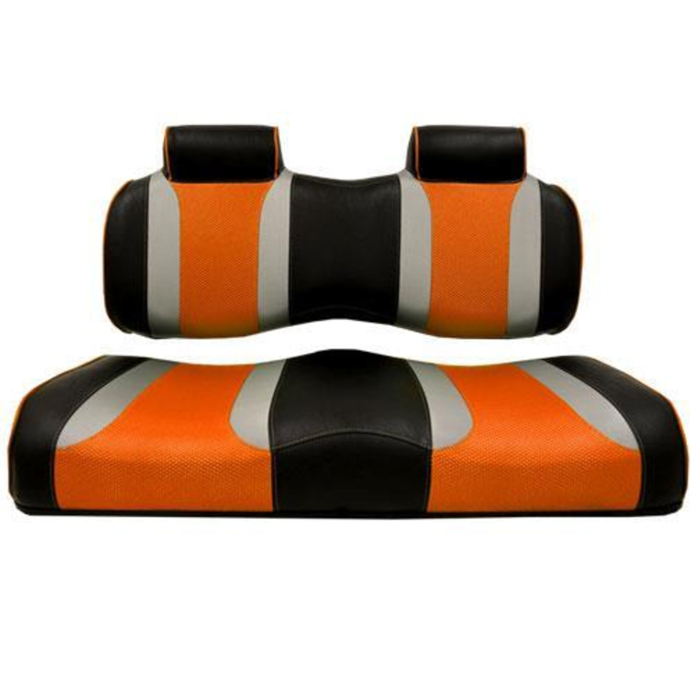 MadJax¬Æ Tsunami Black"‚ÄúLiquid Silver w/ Orange Wave Club Car Front Seat Cushions