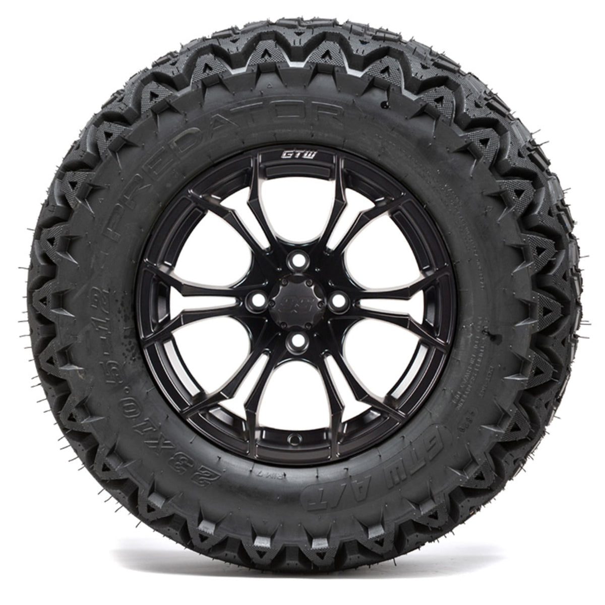 12" GTW Spyder Black and Machined Wheels with 23" DOT Predator A/T Tires "‚Äú Set of 4