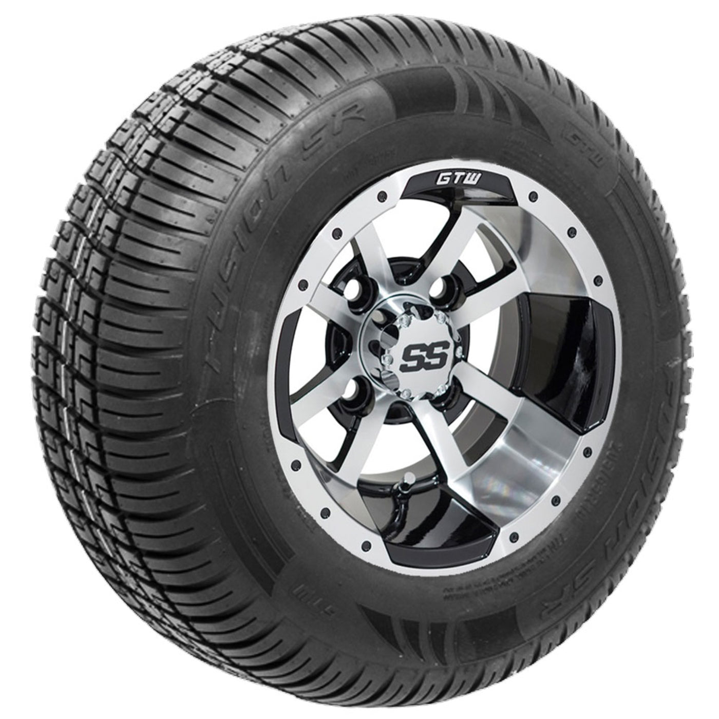 10" GTW Storm Trooper Black and Machined Wheels with 20" Fusion DOT Street Tires "‚Äú Set of 4