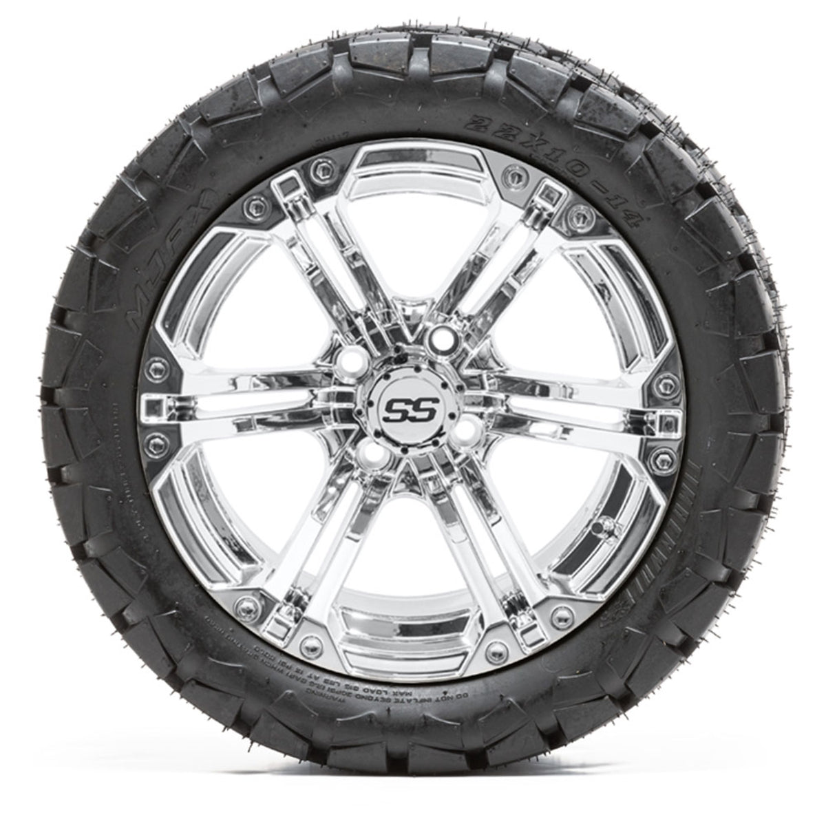 14" GTW Specter Chrome Wheels with 22" Timberwolf Mud Tires "‚Äú Set of 4