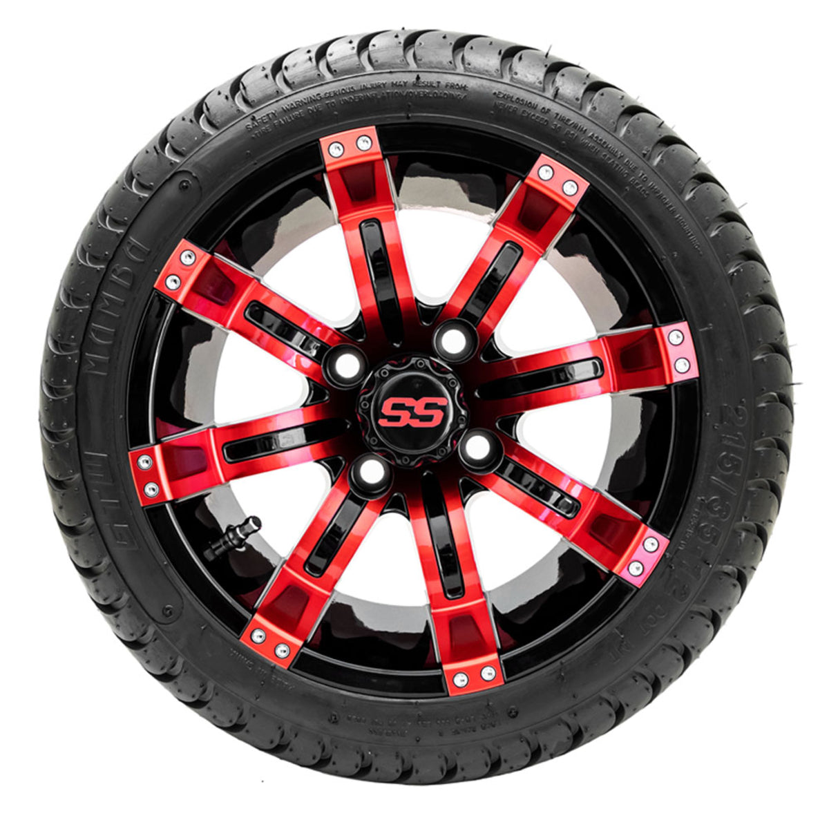 12" GTW Tempest Black and Red Wheels with 18" Mamba DOT Street Tires "‚Äú Set of 4