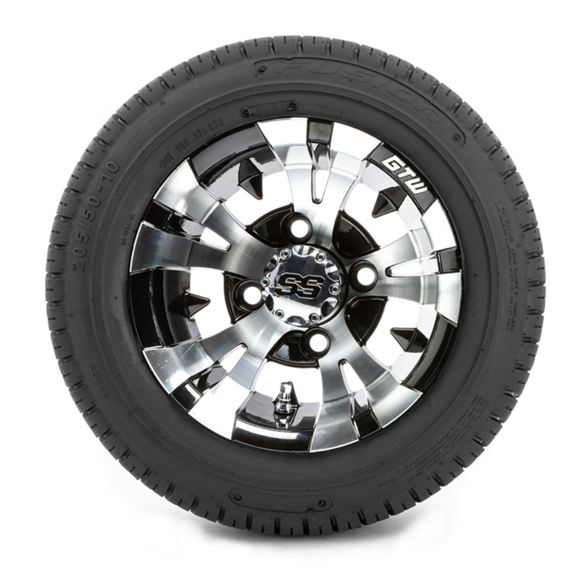 10" GTW Vampire Black and Machined Wheels with 18" Fusion DOT Street Tires "‚Äú Set of 4