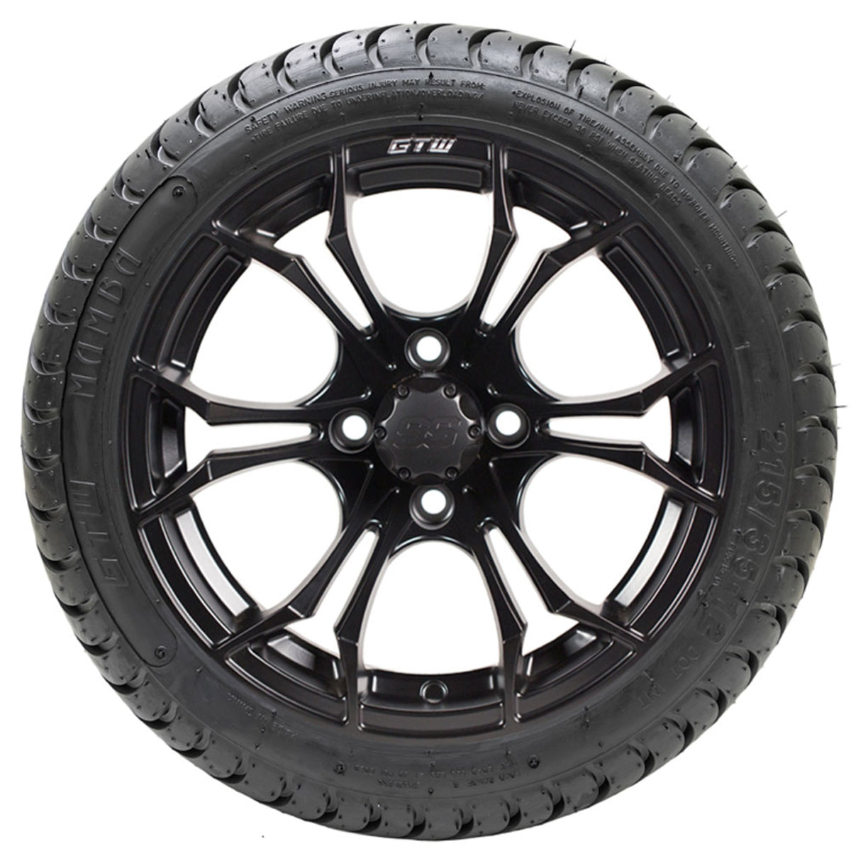 12" GTW Spyder Matte Black Wheels with 18" Mamba DOT Street Tires "‚Äú Set of 4