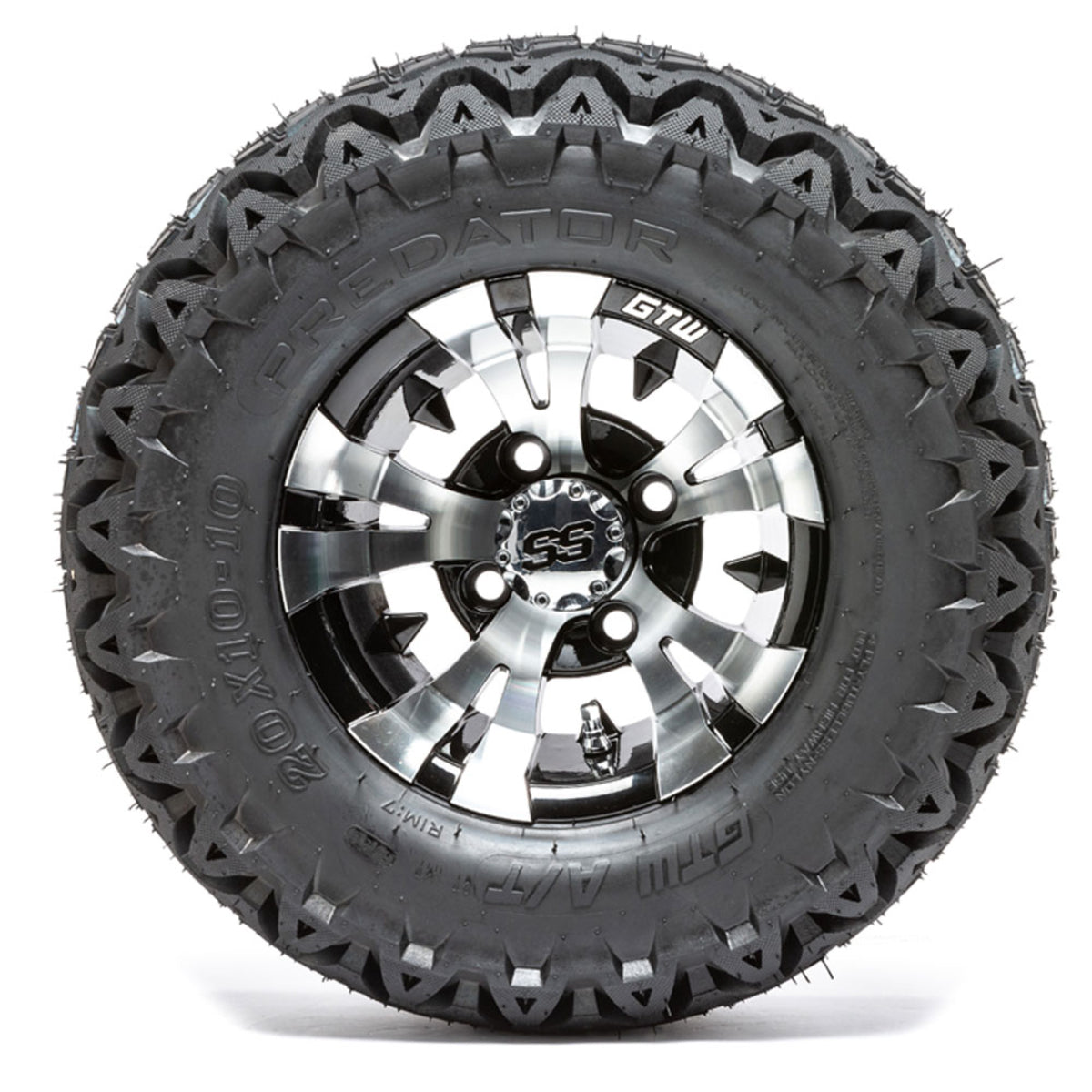 10" GTW Vampire Black and Machined Wheels with 20in Predator A-T Tires "‚Äú Set of 4