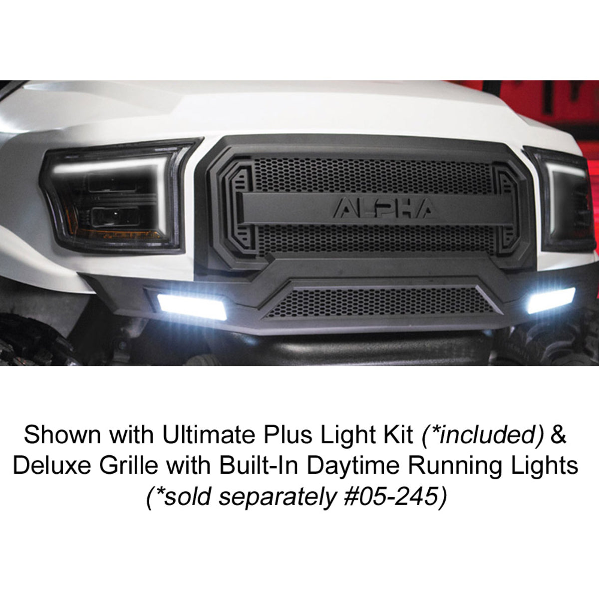 Club Car Precedent/Tempo ALPHA Street Body Kit in Black with Ultimate Plus Light Kit