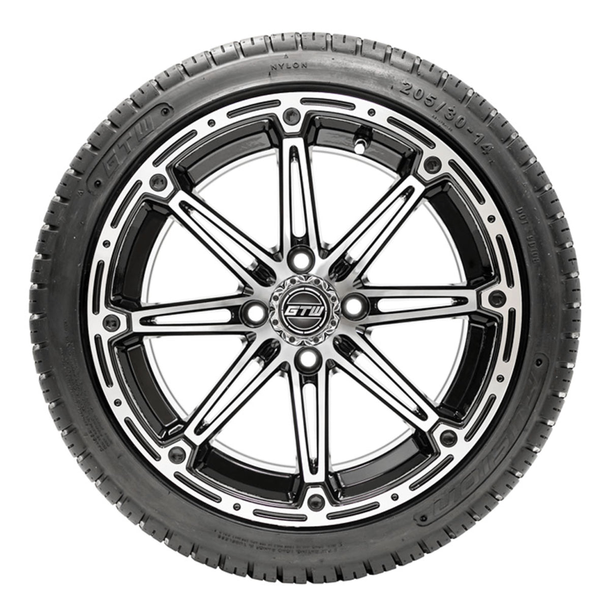 14" GTW Element Black and Machined Wheels with 18" Fusion DOT Street Tires "‚Äú Set of 4