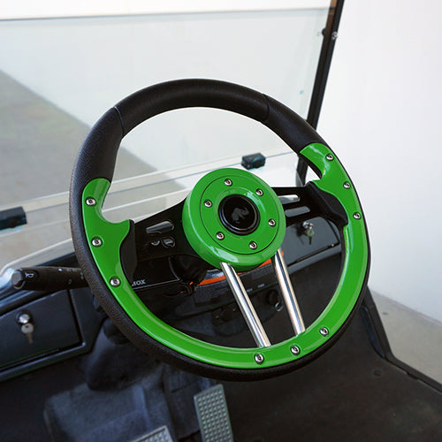 Golf Cart Golf Cart Steering Wheel - Aviator 4 -13" Diameter (Lime Green Grip/Black Spokes)