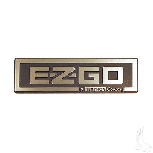 EZGO TXT Golf Cart Front Name Plate/Emblem - Black/Silver (1996-2013)