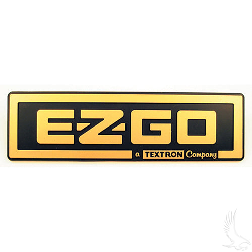 EZGO TXT Golf Cart Front Name Plate/Emblem - Black/Gold (1996-2013)