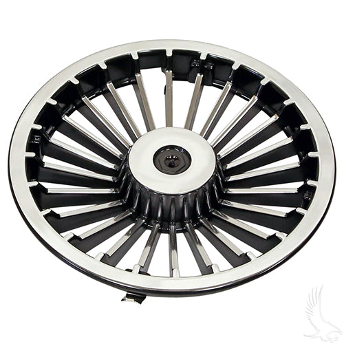 Wheel Cover, 8" Turbine Black/Silver