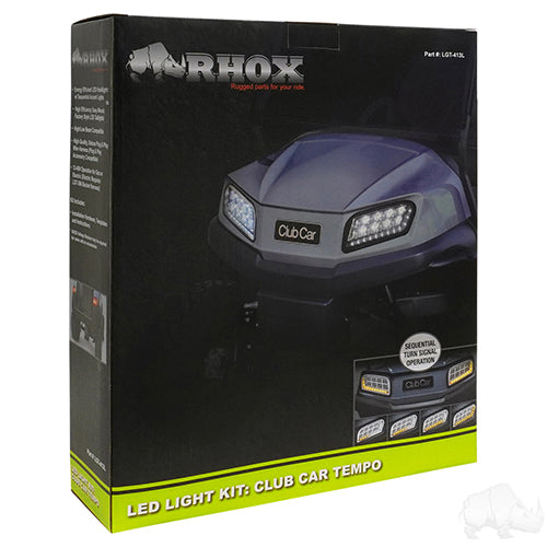 RHOX LED Light Kit w/Sequential Accent Lights and Plug and Play Harness, Club Car Tempo, 12-48V