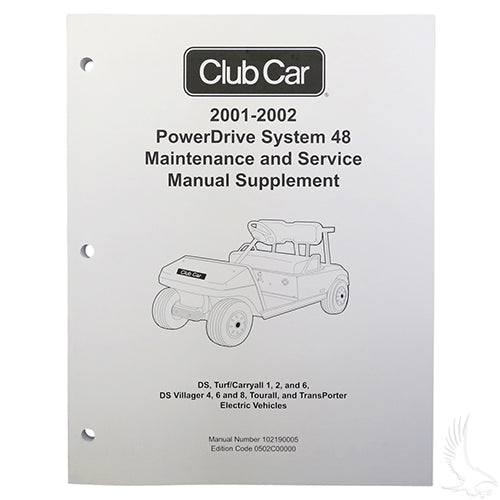 Club Car PowerDrive Golf Cart Maintenance & Service Supplement - 48V 2001-2002