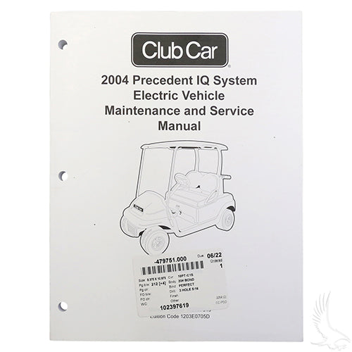 Club Car Precedent Golf Cart IQ Maintenance & Service Manual - 2004