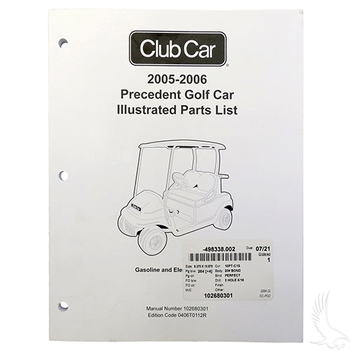 Club Car Precedent Golf Cart Gas Parts Manual - 2005-2006