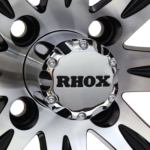 RHOX Vegas, Machined w/Black w/ Center Cap, 12x7 ET-25