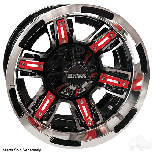 12" Golf Cart Wheel, Machined Gloss Black Rim, 12x7 ET-25