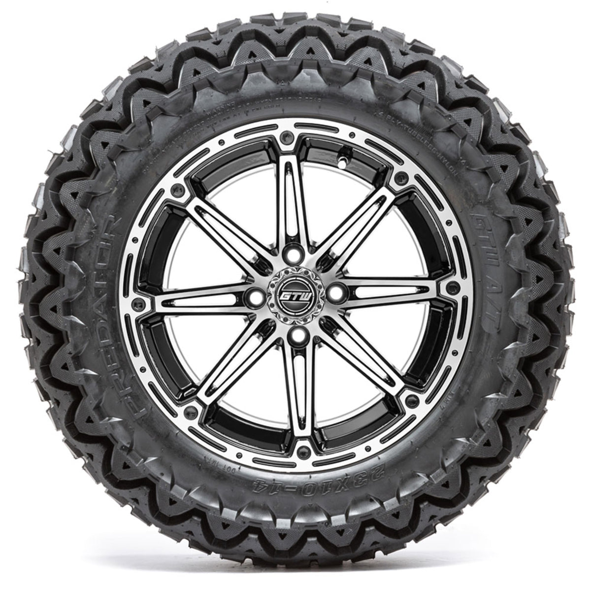 14" GTW Element Black and Machined Wheels with 23" Predator A/T Tires "‚Äú Set of 4