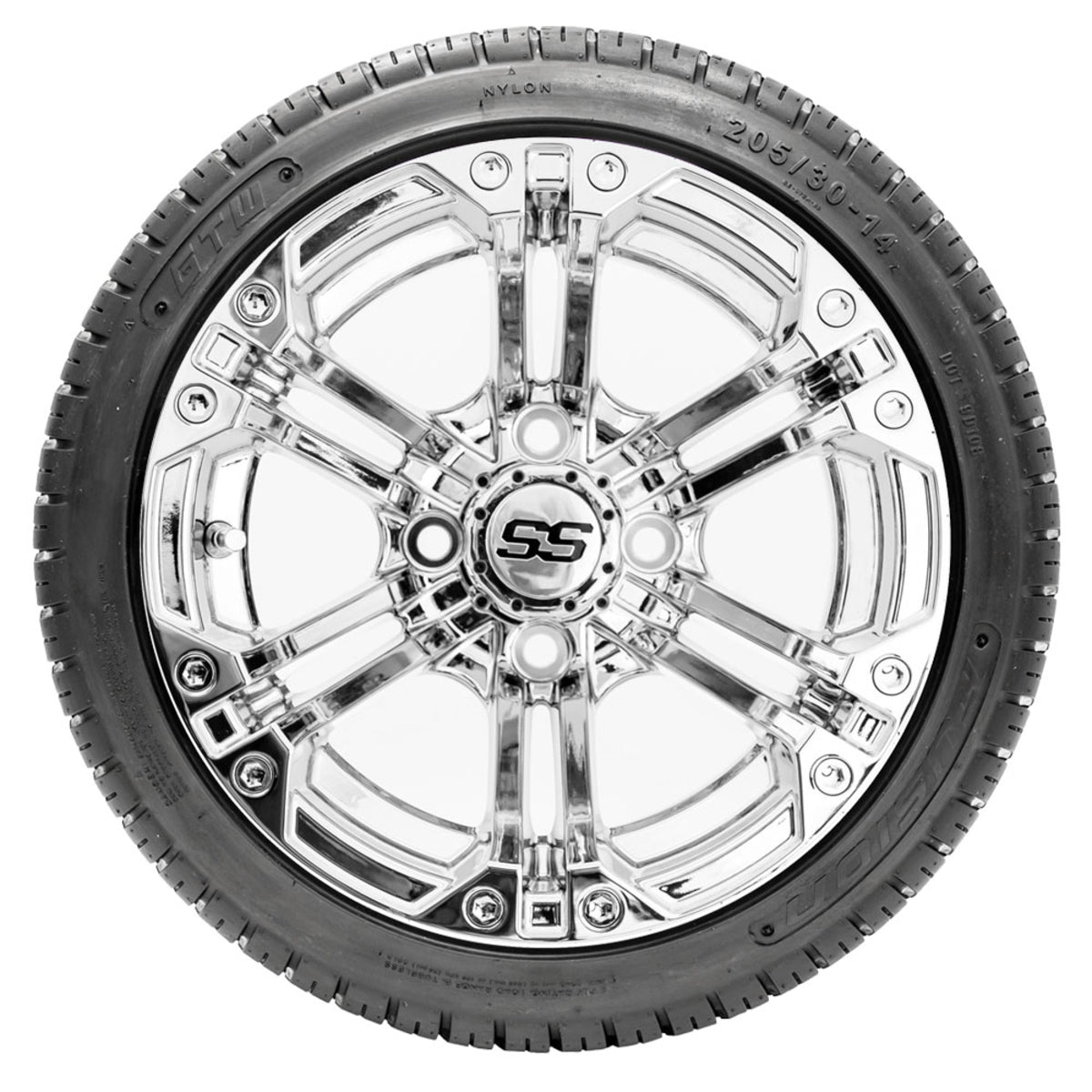 14" GTW Specter Chrome Wheels with Fusion DOT Street Tires "‚Äú Set of 4