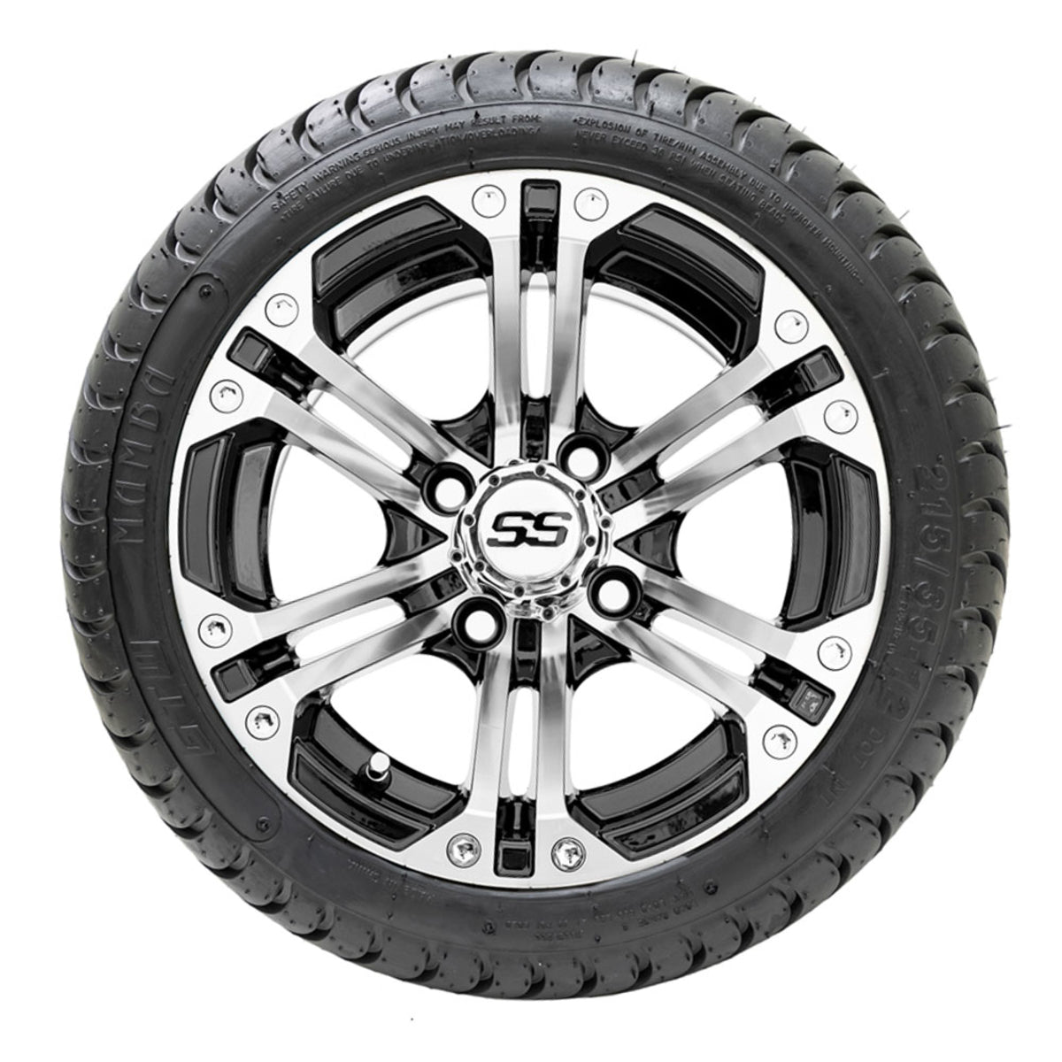 12" GTW Specter Black and Machined Wheels with 18" Mamba DOT Street Tires "‚Äú Set of 4