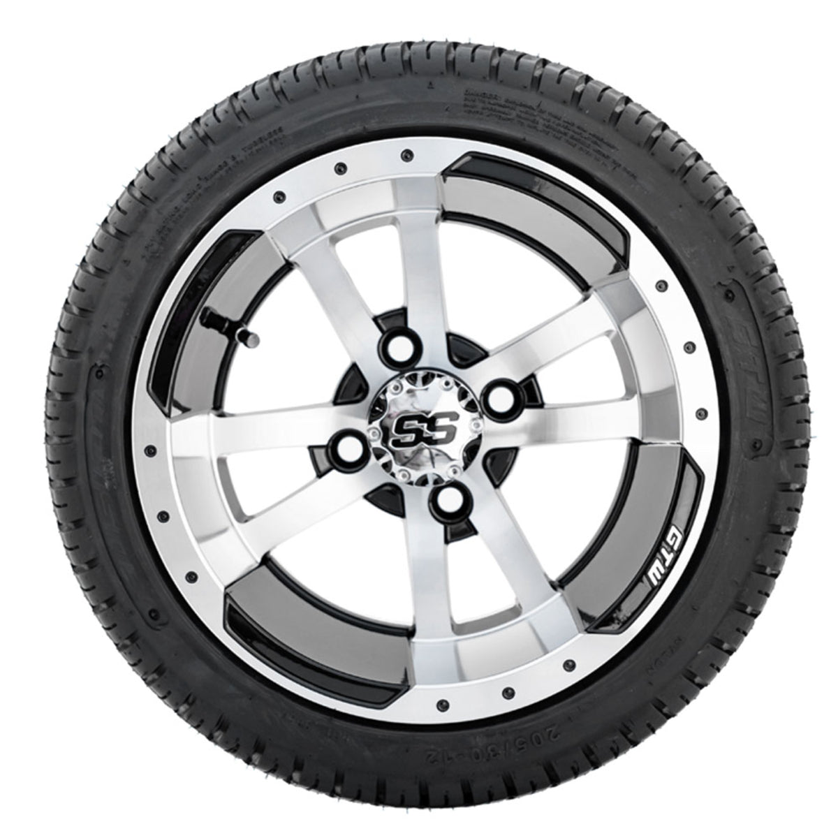 12" GTW Storm Trooper Black and Machined Wheels with 18" Fusion DOT Street Tires "‚Äú Set of 4