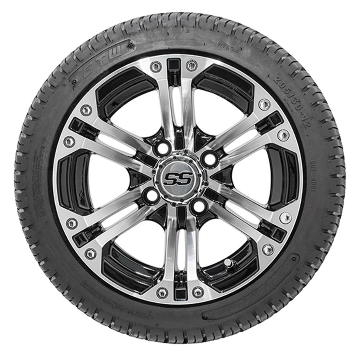 12" GTW Specter Black and Machined Wheels with 18" Fusion DOT Street Tires "‚Äú Set of 4