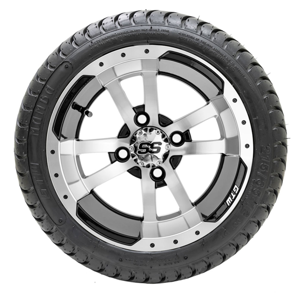 12" GTW Storm Trooper Black and Machined Wheels with 18" Mamba DOT Street Tires "‚Äú Set of 4