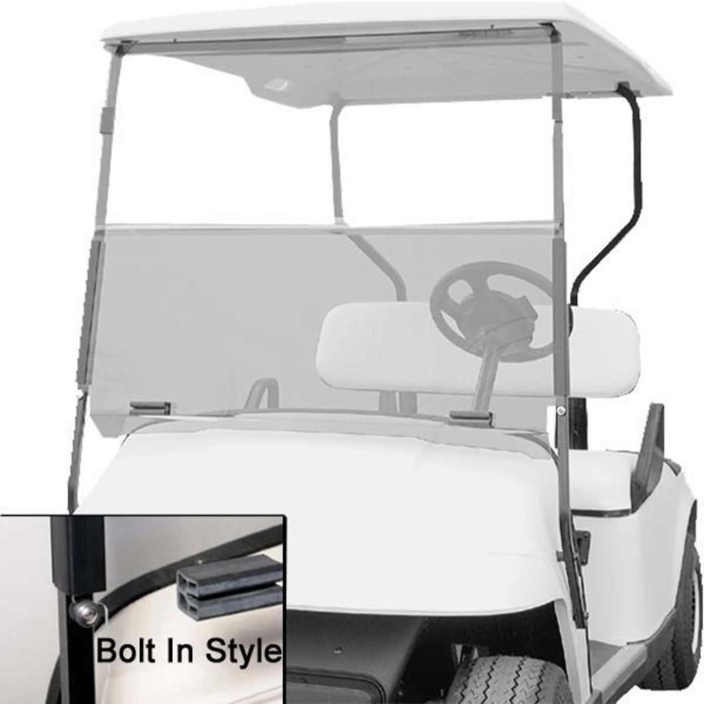 Clear E-Z-GO TXT Bolt Folding Windshield (Years 2014-Up)