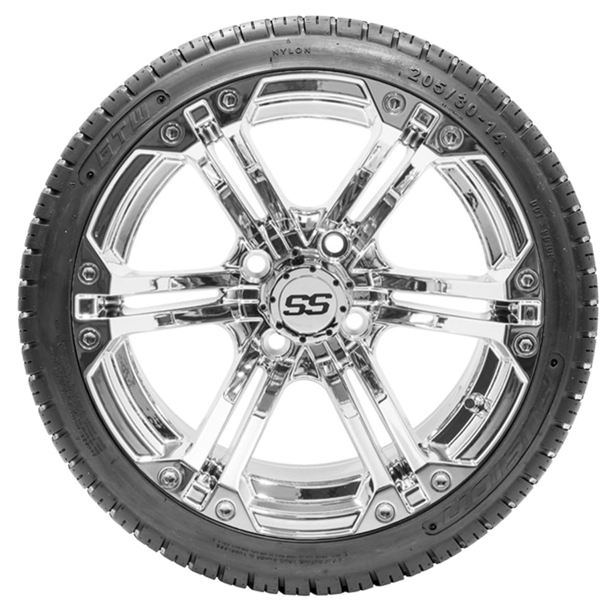 14" GTW Specter Chrome Wheels with 18" Fusion DOT Street Tires "‚Äú Set of 4