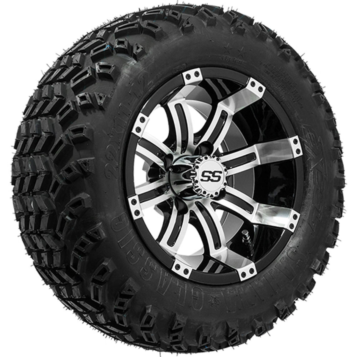 12" GTW Tempest Black and Machined Wheels with 22" Sahara Classic A-T Tires "‚Äú Set of 4