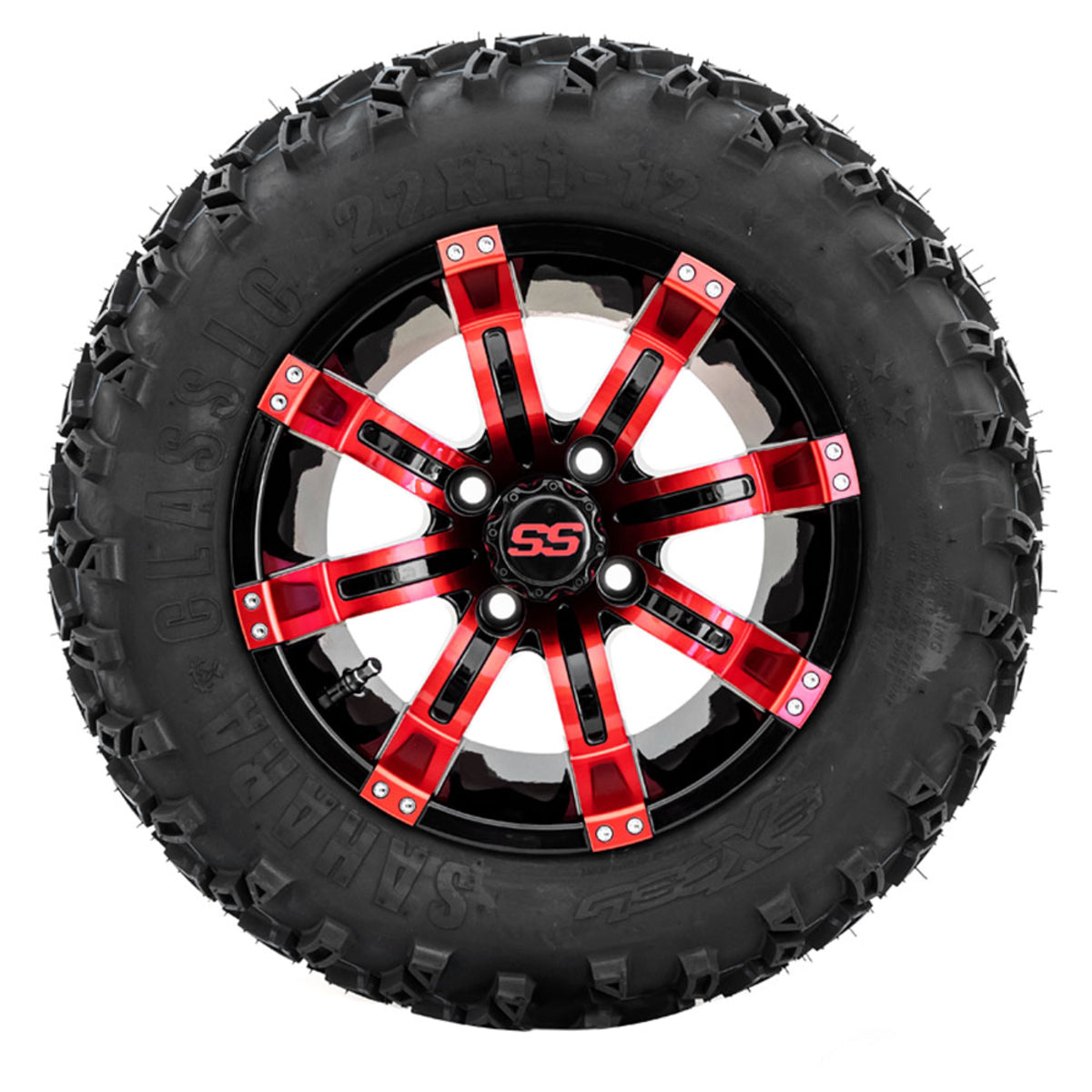 12" GTW Tempest Black and Red Wheels with 22" Sahara Classic A/T "‚Äú Set of 4