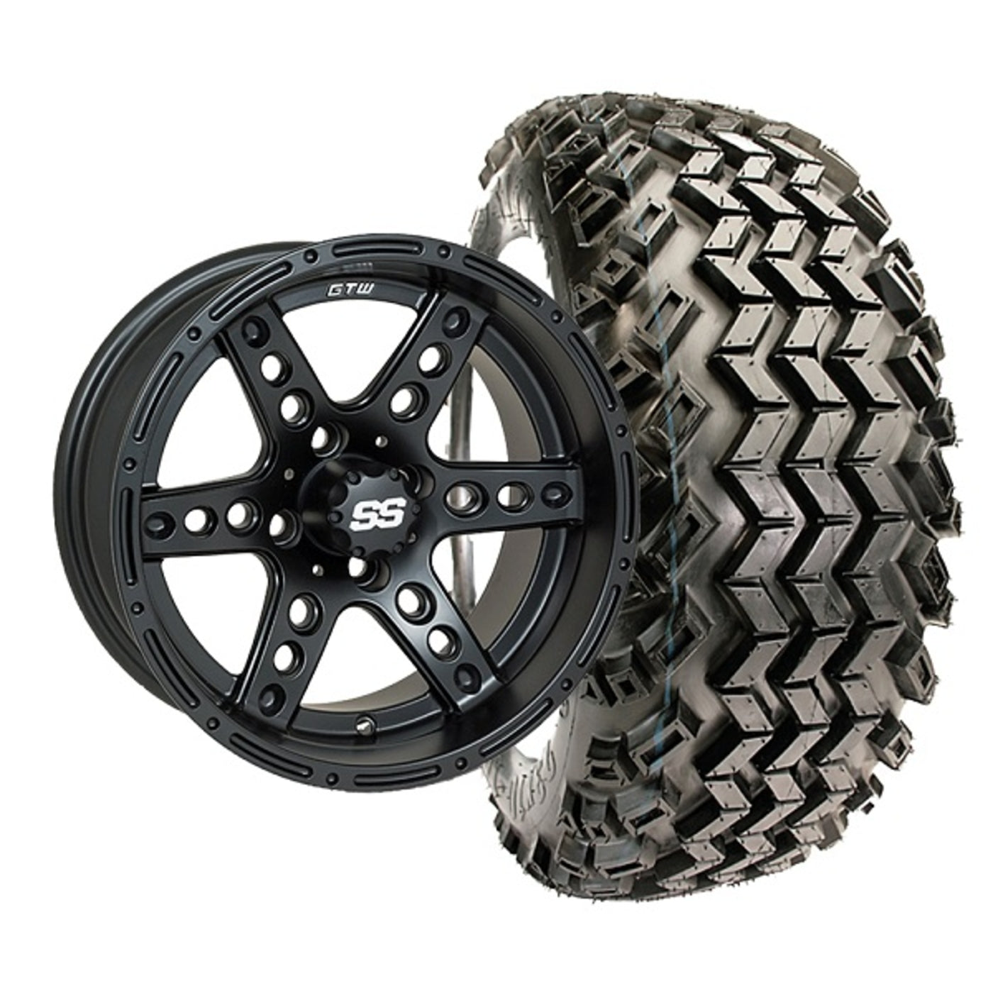 Set Of (4) 14" Dominator Wheels On A/T Tires (Lift Required)