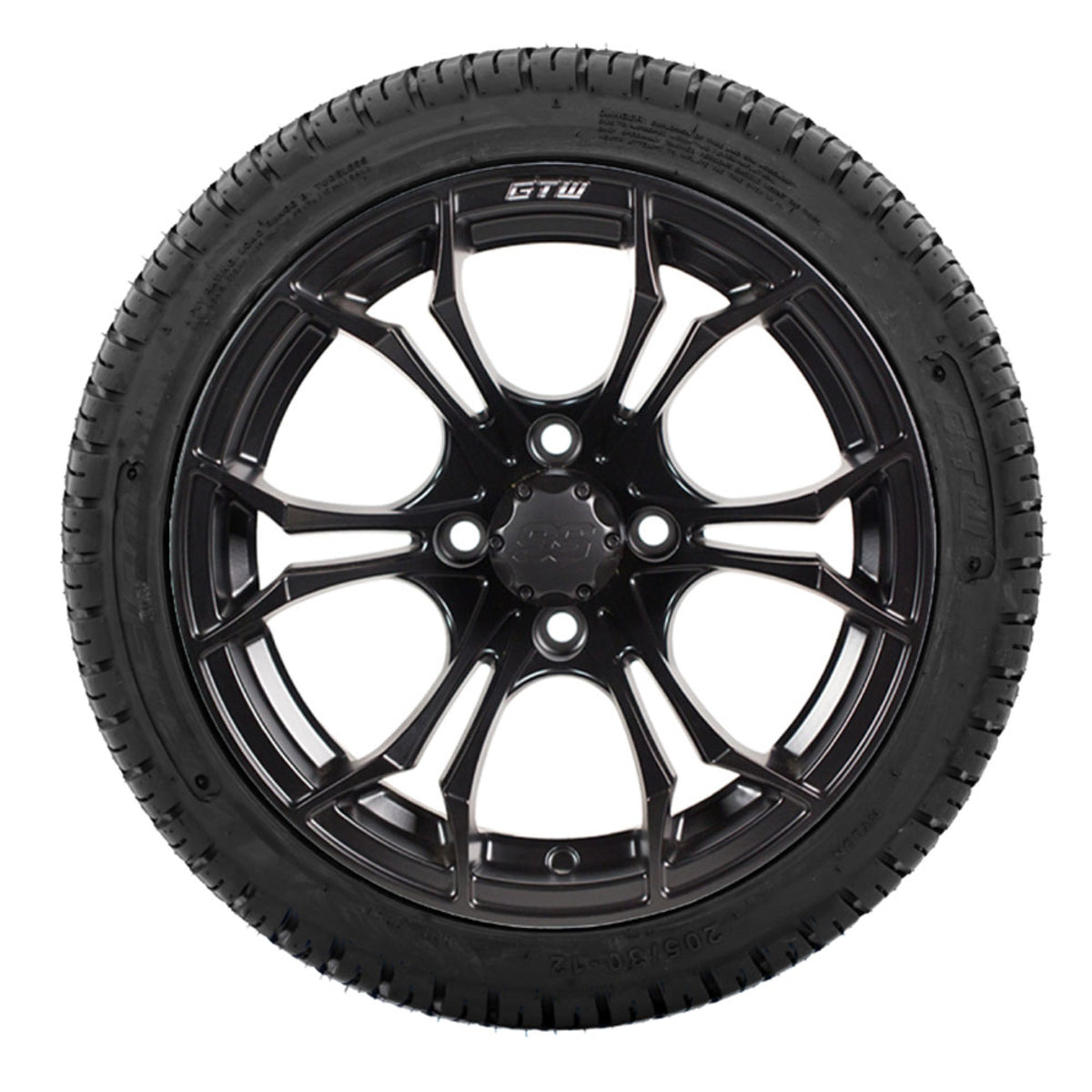 12" GTW Spyder Matte Black Wheels with 18" Fusion DOT Street Tires "‚Äú Set of 4