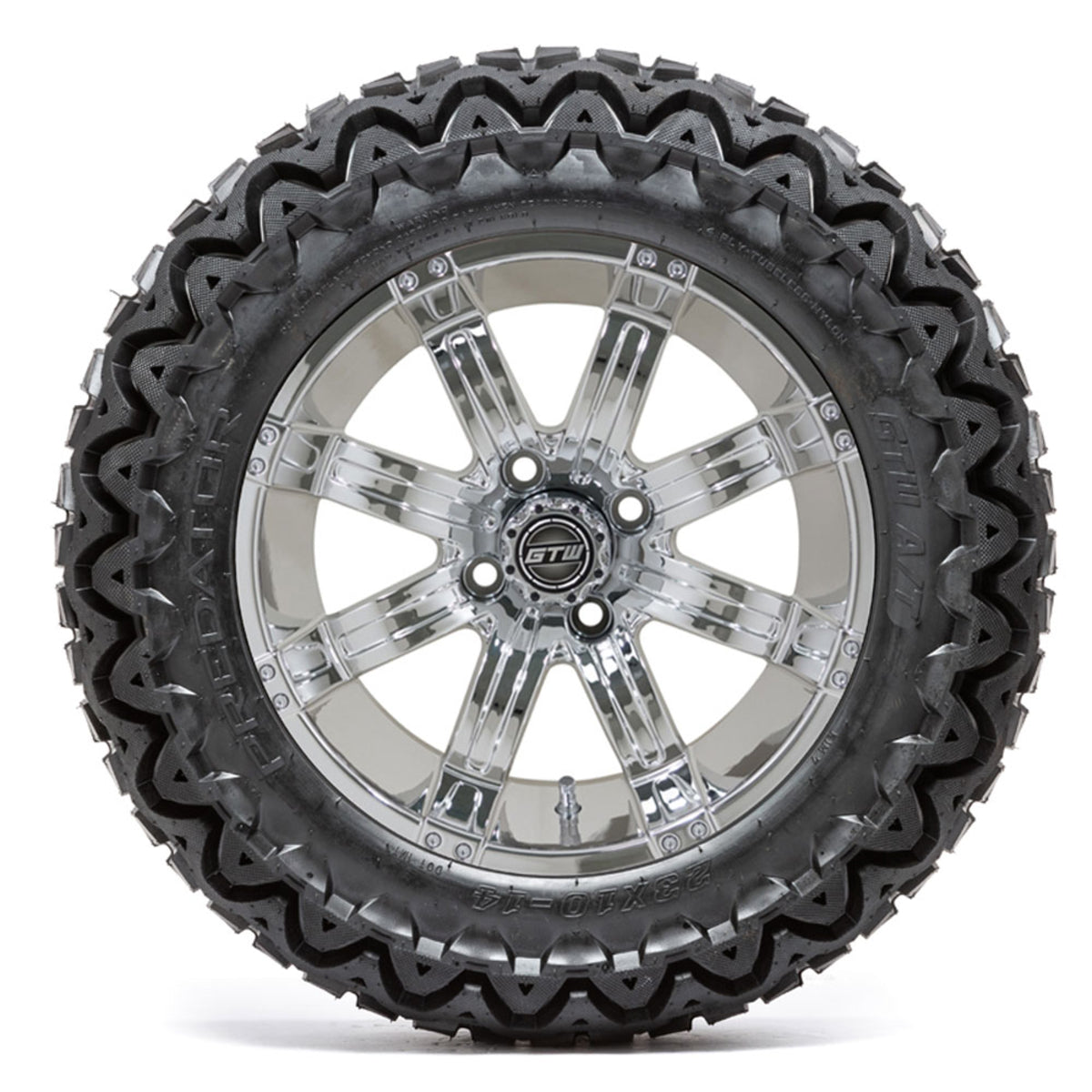 14" GTW Tempest Chrome Wheels with 23" Predator A/T Tires "‚Äú Set of 4