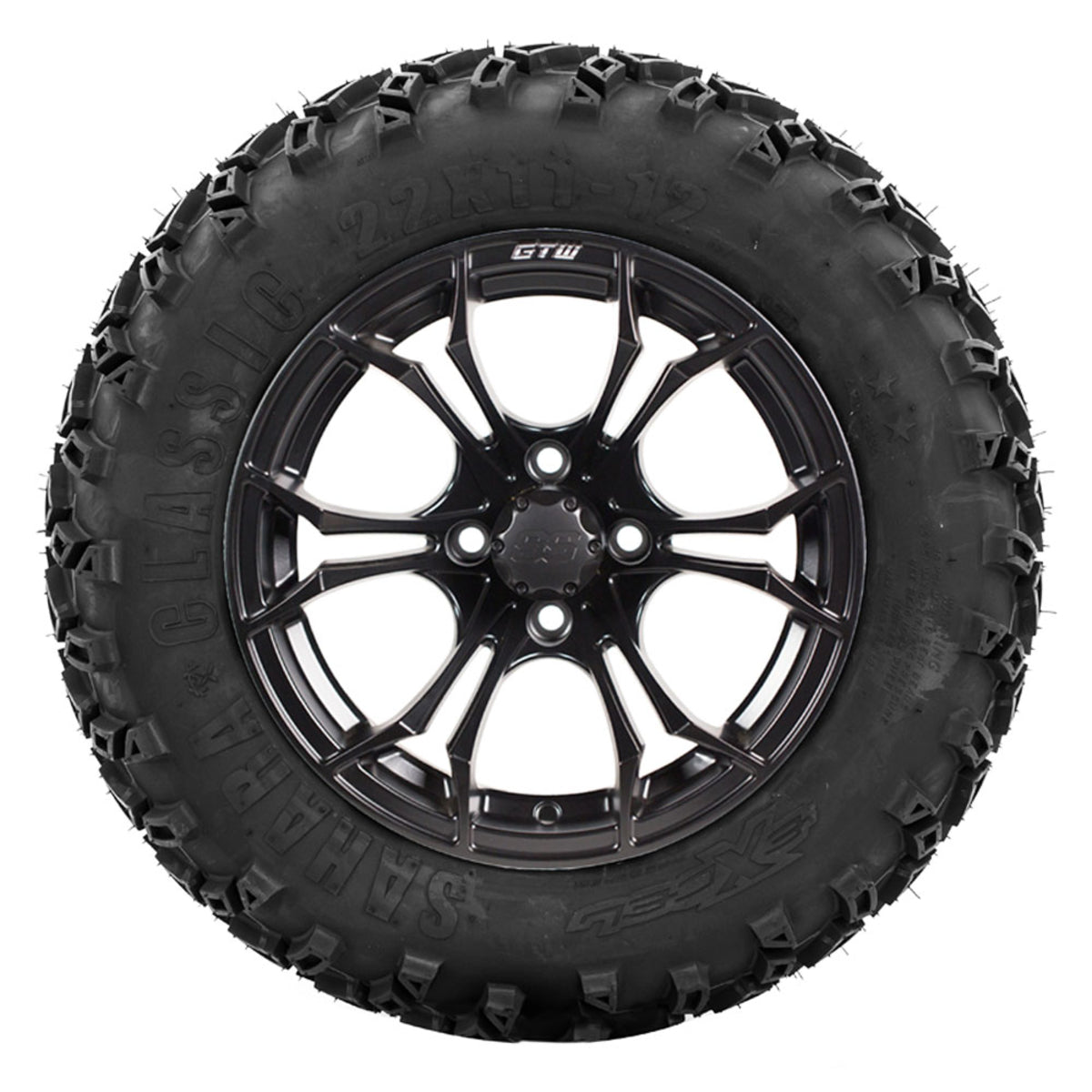 12" GTW Spyder Matte Black Wheels with Sahara Classic A/T Tires "‚Äú Set of 4