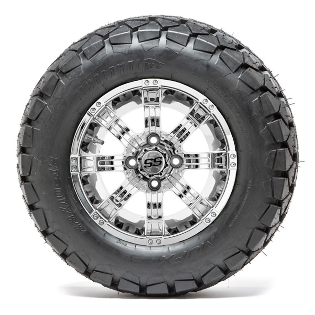 12" GTW Tempest Chrome Wheels with 22" Timberwolf Mud Tires "‚Äú Set of 4