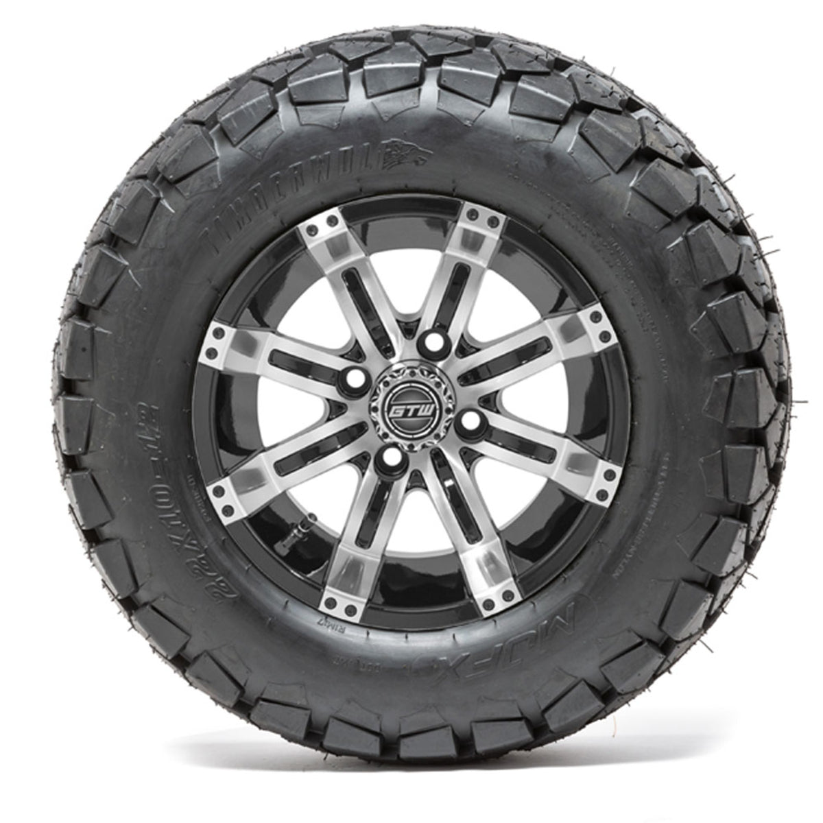 12" GTW Tempest Black and Machined Wheels with 22" Timberwolf Mud Tires "‚Äú Set of 4